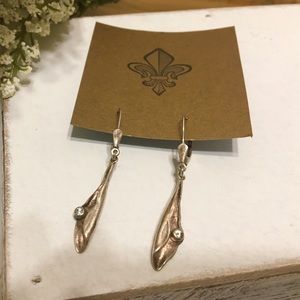 Sterling Silver Drop Earrings with Rhinestone⚜️
